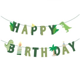 TmppDeco Dinosaur Birthday Banner - Dinosaur Happy Birthday Banner, Dinosaur Theme Birthday Party Decorations for Kids