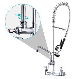 Aquaterior Wall Mount Commercial Pre-Rinse Faucet Kitchen Sink 36" Height Sprayer Home Fit for 2/3 Compartment Sink
