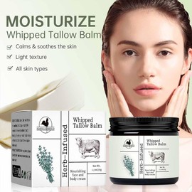 Bálsamo de Sebo de Res Batido Y Miel,Crema Facial con Acabado de Pasto de Animales Alimentados con Pasto,Bálsamo de sebo,Natural Moisturizer for Face & Body