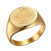 Joliernelle Compass Ring Gold for Men Stainless Steel Engraved Ring