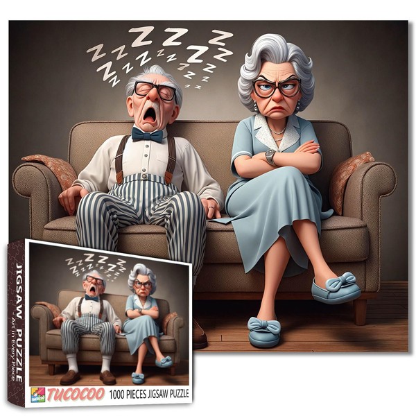 Grumpy Grandma and Snoring Grandpa Jigsaw Puzzle – 1000 Piece