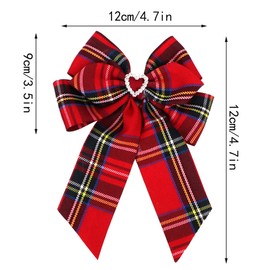 3 PCS Scottish Bow hair Clips Large Hair Bows Crocodile Clips Hair Tartan Bow Knot hair Clip Fashion Festive hair Accessories for Girls Women Daily Wear