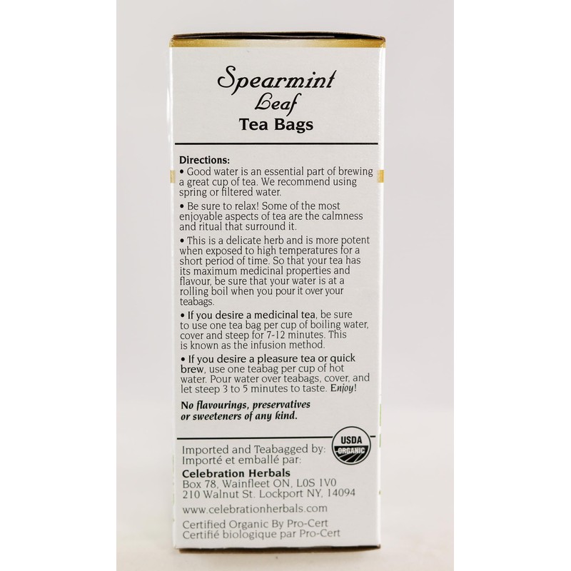 CELEBRATION HERBALS Spearmint Leaf Tea Organic 24 Bag, 0.02 Pound