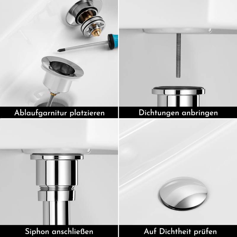 Bürstenking Sink Drain Fitting - Drain Valve with Hair Strainer