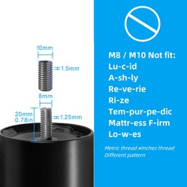 Skuehod 6 Inch Metal Legs for Adjustable Bed Frame, Bed Frame Support Legs Replacement Set of 4 (6 inches, M8 Thread)