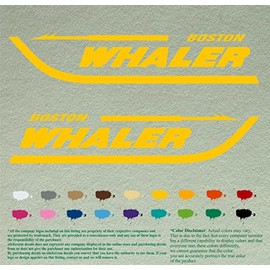 Pair 12" Boston Whaler Compatible Replacement Decals *Yellow* Vinyl Stickers Boat Outboard Motor Set of 2