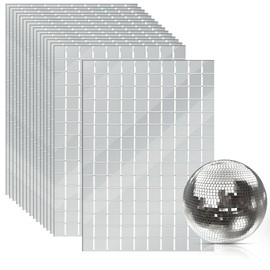 OTYMIOW 2250PCS Disco Tiles Self Adhesive Disco Ball Tiles, 10 x 10 MM Disco Stickers Sheet Disco Ball Stickers Disco Mirror Tiles Mosaic Mirror Tiles Mirror Squares Self Adhesive Mosaic Tiles for DIY
