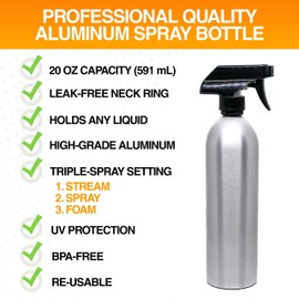 Paquete de 6 botellas vacías de aluminio con pulverizadores de 20 onzas