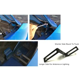 iJDMTOY Black Powder Coated Steel Constructed Hood Edge CB/Antenna Mounting Bracket Compatible with 2009-14 Ford F150 and Raptor (No Hole Mounting for Driver Side)