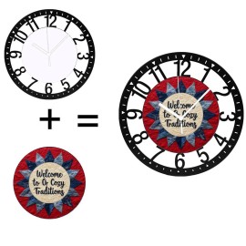 25cm Retro Iron Round Clock for Kitchen Living Room Decorsheet size: 10 inch, color: Black