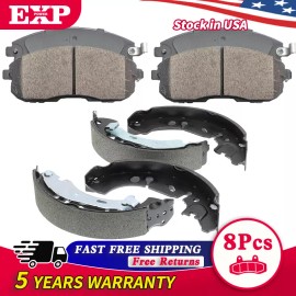 EXPPOWER Front Rear Ceramic Brake Pads And Drum Shoes Kit For 2013-2019 Nissan Sentra