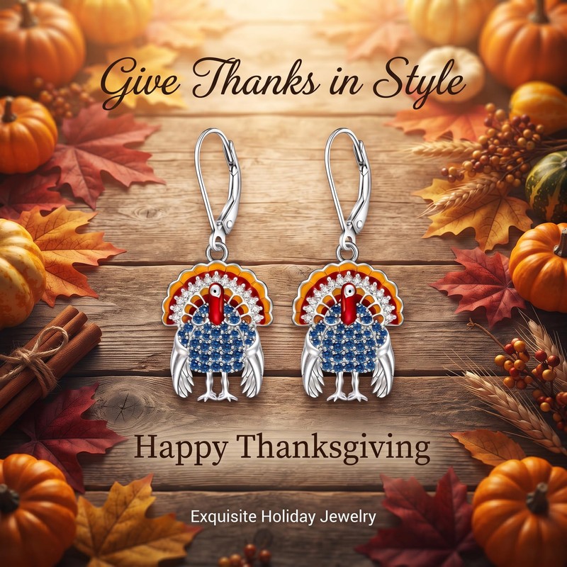 Turkey Thanksgiving Earrings for Women Drop Dangle Holiday Jewely