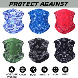 Seamless Bandanas, Scarves, Headbands, Gaiters, Balaclavas, Face Masks, Headgear, Multifunctional, Seamless, Elastic, UV-Resistant, for Yoga, Running, Hiking, Cycling, Motorcycling, Pack of 6, multicolour