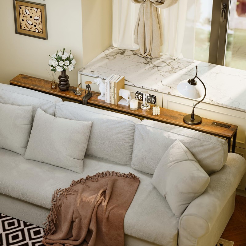 FLORIHOMA 78.7" Behind Couch Table with Fast Charging Station, 7.1"