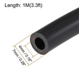 sourcing map Lubricating Oil Hose, 4mm ID x 7mm OD 3.3ft Rubber Water Hose Tubing Black