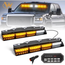 Emergency Dash Strobe Lights 2x16.8 Inch Amber Safety Flashing Warning Light Bar Take-Down 48W OLIVER Fitment for CarLight Color: Amber/white, Rated Power: 48, Beam Angle: Spot