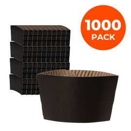 FMP Brands 1000 Pack Coffee Sleeves for 8 oz Coffee Cups, Disposable Hot Cup Sleeves, Black Coffee Cup Sleeves Bulk for Hot Drinks, Beverage Insulator and Hand Protection for Hot & Cold Drinks