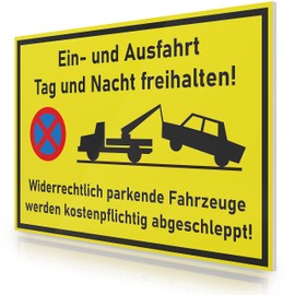 FLAGLY Premium Einfahrt freihalten sign, 30 x 20 cm, made of 3 mm PVC hard foam board, made in Germany, sturdy sign/warning sign, weatherproof and UV-resistant, Einfahrt freihalten signs