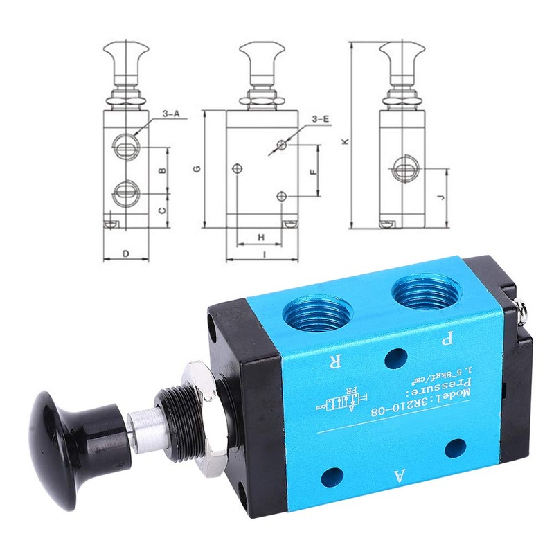 Pneumatic 2-Position 3-Way Air Hand Lever Valve 1/4 Inch Compressed