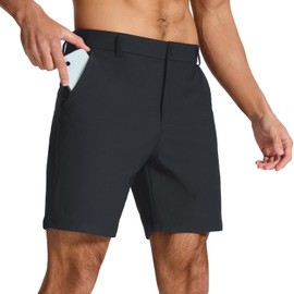 SNOWTEN Men's Classic Fit 7 Inch Golf Shorts Lightweight Quick-Dry Stretch Fabric with 4 Pockets for Hiking Casual Work Darkgrey 38