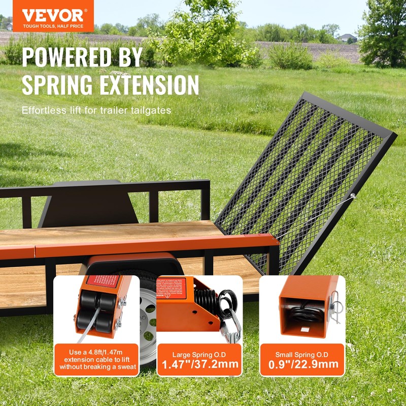 VEVOR Trailer Tailgate Lift Assist, Max 180 lbs Load Capacity,