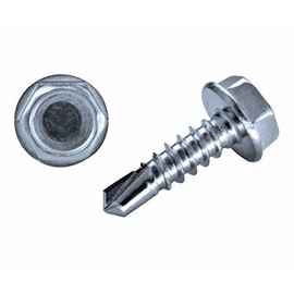 Pack of 100 Drilling Screws 4.2 x 19 mm with Hexagonal Head and Pressed Disc, Steel Case-Hardened, Self-Tapping DIN 7504 K