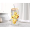 Mugzan Bouquet of Yellow Orchids Frosted Glass Can W Bamboo