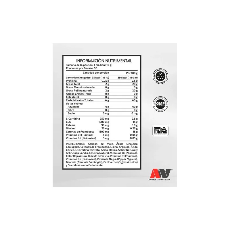 Ckl Xtreme Quemador De Grasa 500 Grs Advance Labs Nutrition