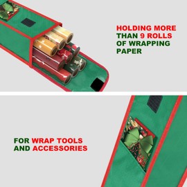 Gift Wrapping Paper Storage- 2 Pcs Gift Wrap Storage 420D Oxford Wrapping Paper Storage Bag for Craft Paper Post Paper Rolls-Green