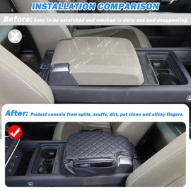 JONKOKO Car Center Console Pad with Organizer Pockets Compatible with Land Rover Defender 2020-2025 Car Armrest Cover Leather Cushion Waterproof Car Armrest Seat Box Protector Accessories