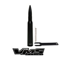 VMS RACING 50 CAL Caliber BLACK BULLET ANTENNA with ANTI-THEFT + COPPER COIL in Heavy Gauge CNC Machined Billet Aluminum Short Compatible with JEEP COMPASS