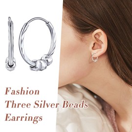 Silvora S925 Vintage Gypsy Women’s Hoop Earrings, Gold-Plated Hoop Earrings, Large Diameter Fashion Earrings, 925 Sterling Silver Women’s Hoop Earrings, Silver