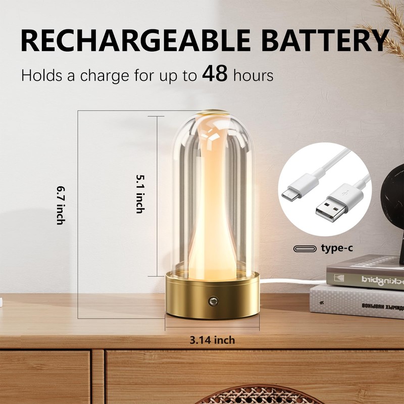 Anznzem USB Rechargeable LED Table Lamp, 3 Color Changing Modes