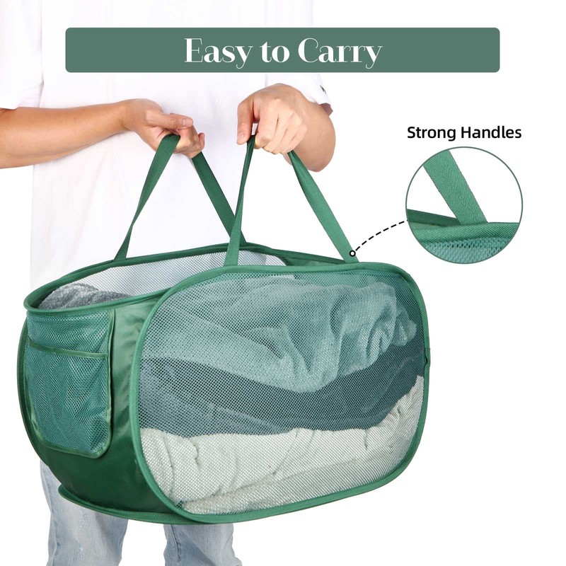 Sturdy Mesh Pop Up Laundry Hamper, Collapsible Laundry Baskets with
