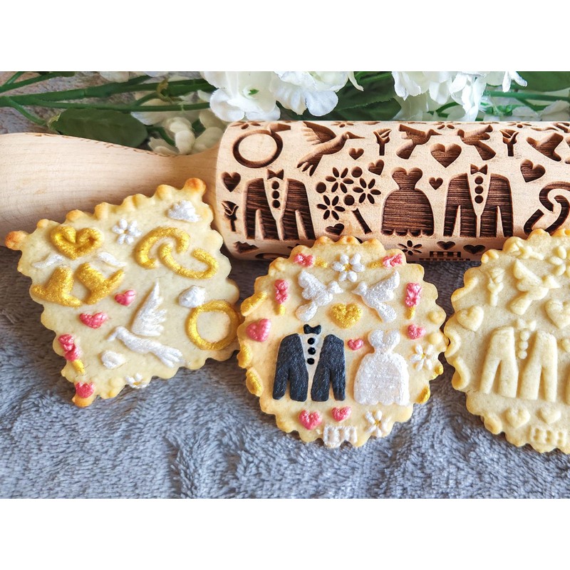 Impress Bakeware – Embossed Rolling Pin with Wedding Pattern in