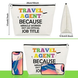 Travel Agent Gifts for Women Travel Planner Makeup Bag Appreciation Gift for New Retiring Agent Vacation Cosmetic Bag Christmas Birthday Presents for Traveler Coworker Friend Planner Zipper Pouch