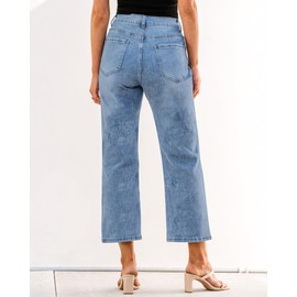 GRAPENT Loose Jeans for Women High Waisted Trousers Womens Summer Pants Womens Mom Jeans Jeans for Women Baggy High Waisted Straight Leg Jeans for Women Color Lakeside Blue Size Large Size 12 Size 14