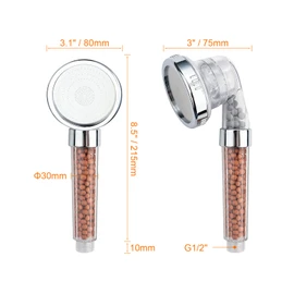 Ibergrif Ibergrif Duschkopf Druckerh?hend mit Filter, Eco-Friendly Wassersparend Handbrause ?ko-Ionen Mineralsteinen Filter, Regendusche Strahlarten Duschkopf