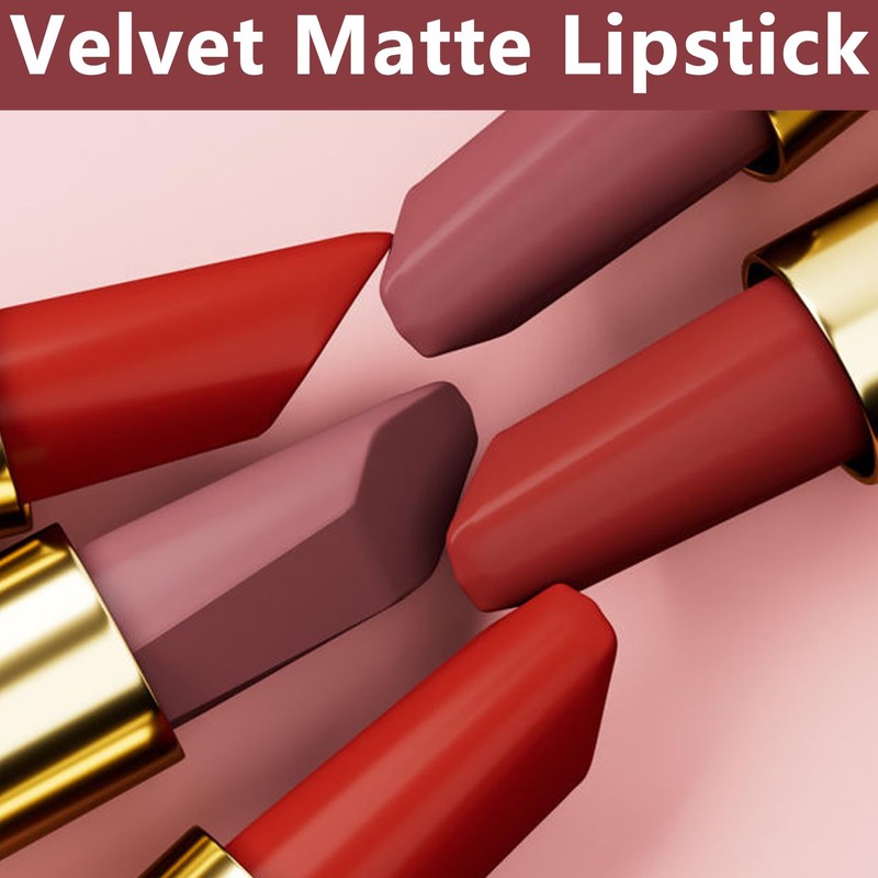 Jeffbaubl YACAISI 2 Pcs Matte Lipstick,Velvet Matte Lip Sticks,Red Velvet