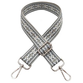 Adjustable Shoulder Strap for Bags, Women's Carry Strap, Bag Straps for Changing, Bag Strap Wide 3.8 cm with Silver Carabiner, Shoulder Strap for Shoulder Bag, Handbags, Grey, N10