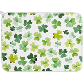 Lingtoolator St. Patrick's Day Absorbent Dish Drying Mat 18" x 24" Large Watercolor Green Shamrock Seamless Pattern Protector Pad Dry Mat Dish Drainer Mat for Kitchen Countertops Plate Tableware