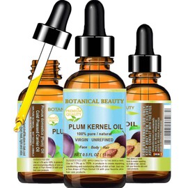 Botanical Beauty French PLUM KERNEL Seed Carrier Oil. 100% Pure/Natural/Undiluted/Virgin/Cold Pressed for Skin, Hair, Lip and Nail Care. Skin SuperFood. 0.5 fl. oz -15 ml