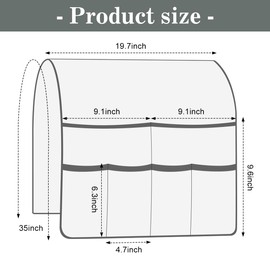 HADEEONG Couch Armrest Organizer Remote Control Holder Bedside Caddy with 6 Pockets, Non-Slip Armchair Caddy Sofa Armrest Organizer for Tv Remote Control, Magazine, Cell Phone, Dark Grey