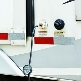 RVGUARD RV Winterize Blow Out Adapter, Tire Inflation Valve to 3/4” GHT Brass Blow Out Plug for RV, Travel Trailer, Boat, Garden