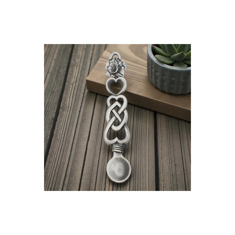 English Made Pewter Daffodil and Hearts Lovespoon, Welsh Design, 150