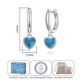 Philip Jones Synthetic Turquoise Gemstone Heart Charm Hoop Earrings