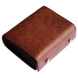IrideScent PUEBLO Men's Bi-fold Wallet, Box-shaped Coin Purse, Italian Leather, Pueblo Mini Wallet, Compact, Small Wallet, Bifold Box, Cowhide Leather, Large Capacity, L-Shaped, Brown