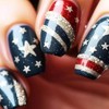 4th of July Press on Nails Short Fake Nails with