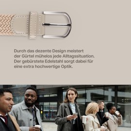 Bestlivings hemmy Stretch Belt Braided Belt - Elastic Fabric Belt, Stretchy Belt without Holes, Unisex Infinitely Adjustable Belt for Men and Women, beige