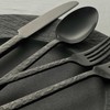 KINGSTONE 30 Pcs Black Hammered Silverware Set for 6, 18/10